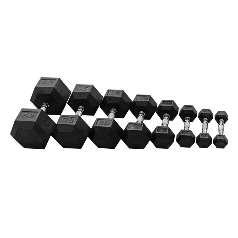 5-50 Rubber Hex Dumbbell Set